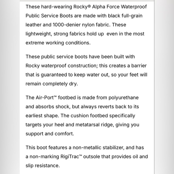NEW IN BOX Rocky 8” AlphaForce Waterproof Public Service Boots - Picture 7 of 8
